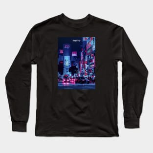 Tokyo Street Neon Synthwave Long Sleeve T-Shirt